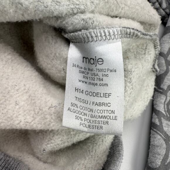 MAJE Printed Crew Neck Sweatshirt Size Small Gray - Picture 5 of 7
